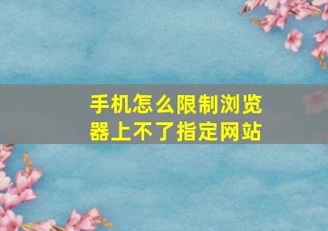 手机怎么限制浏览器上不了指定网站