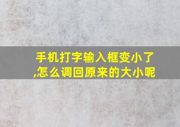 手机打字输入框变小了,怎么调回原来的大小呢