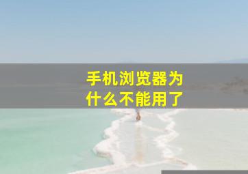 手机浏览器为什么不能用了