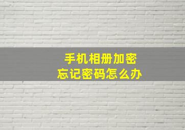 手机相册加密忘记密码怎么办