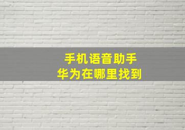 手机语音助手华为在哪里找到