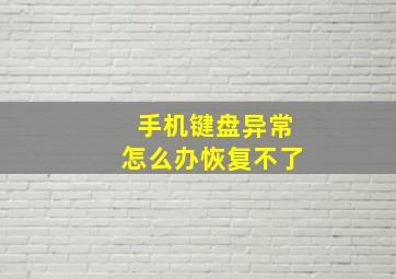 手机键盘异常怎么办恢复不了