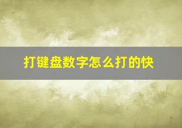 打键盘数字怎么打的快