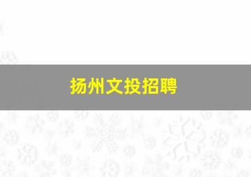 扬州文投招聘