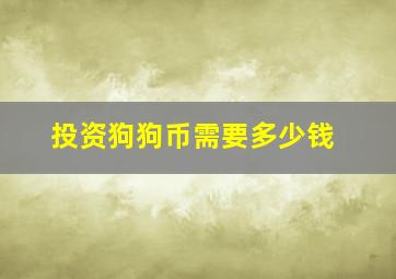 投资狗狗币需要多少钱