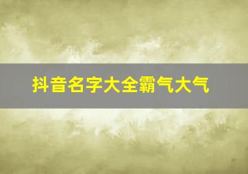 抖音名字大全霸气大气