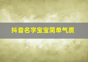 抖音名字宝宝简单气质