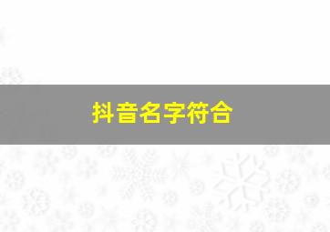 抖音名字符合