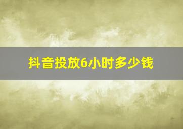 抖音投放6小时多少钱