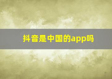 抖音是中国的app吗