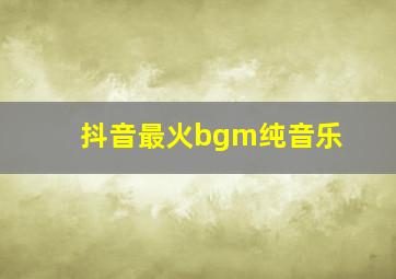 抖音最火bgm纯音乐