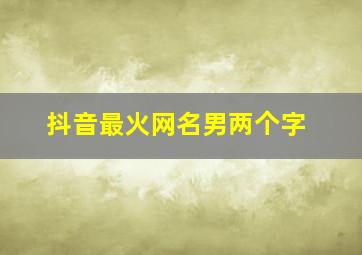 抖音最火网名男两个字