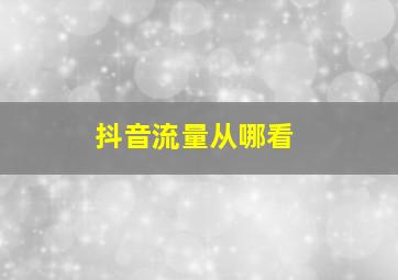 抖音流量从哪看