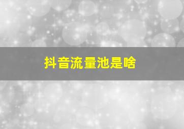 抖音流量池是啥