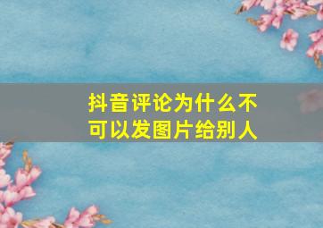 抖音评论为什么不可以发图片给别人