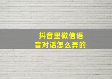 抖音里微信语音对话怎么弄的