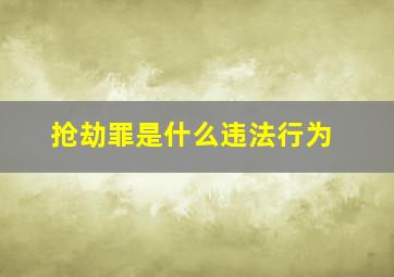 抢劫罪是什么违法行为