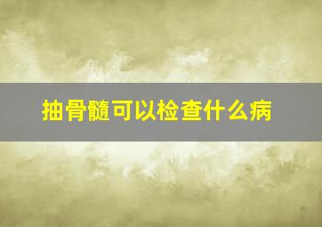 抽骨髓可以检查什么病