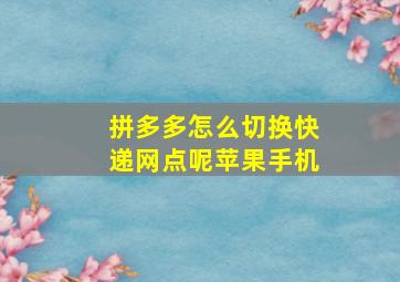 拼多多怎么切换快递网点呢苹果手机