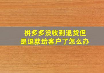 拼多多没收到退货但是退款给客户了怎么办