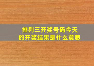 排列三开奖号码今天的开奖结果是什么意思