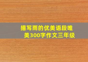 描写雨的优美语段唯美300字作文三年级