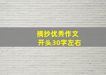 摘抄优秀作文开头30字左右