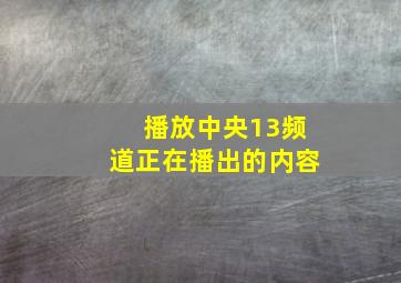 播放中央13频道正在播出的内容