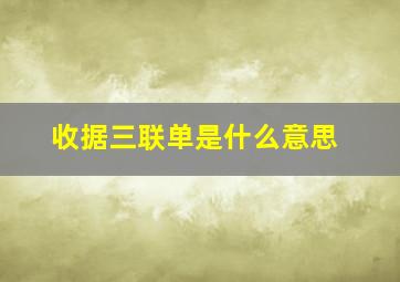 收据三联单是什么意思