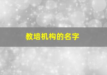 教培机构的名字