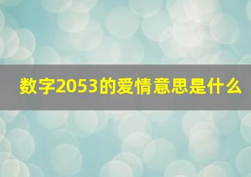 数字2053的爱情意思是什么