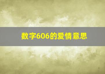 数字606的爱情意思