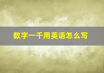 数字一千用英语怎么写