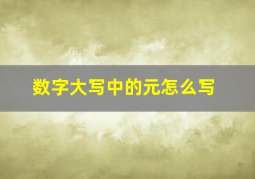 数字大写中的元怎么写