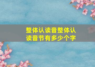 整体认读音整体认读音节有多少个字