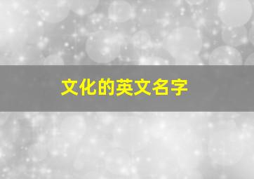 文化的英文名字