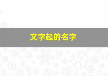 文字起的名字