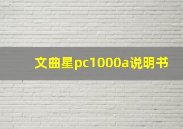 文曲星pc1000a说明书