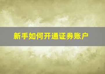 新手如何开通证券账户