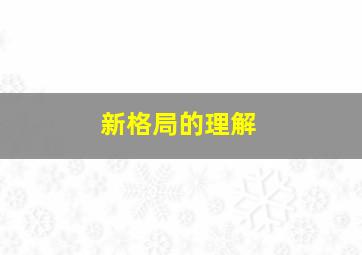 新格局的理解