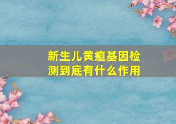 新生儿黄疸基因检测到底有什么作用