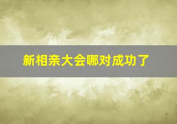 新相亲大会哪对成功了