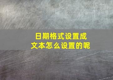 日期格式设置成文本怎么设置的呢