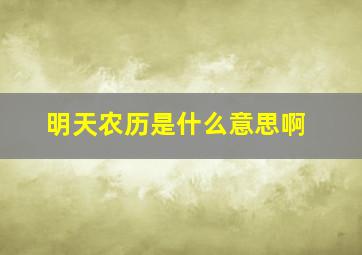 明天农历是什么意思啊