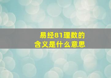 易经81理数的含义是什么意思