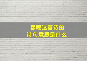 春晚这首诗的诗句意思是什么