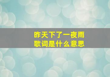 昨天下了一夜雨歌词是什么意思