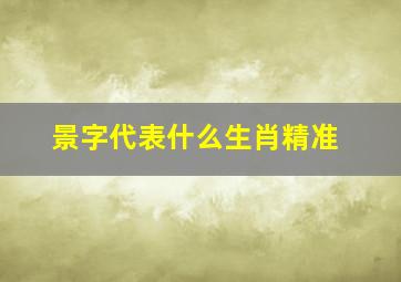 景字代表什么生肖精准