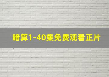 暗算1-40集免费观看正片