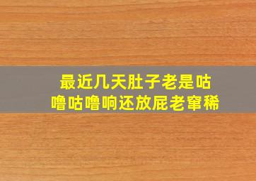 最近几天肚子老是咕噜咕噜响还放屁老窜稀